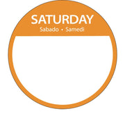 Saturday Labels Large 3" Round Day of The Week Label in English. French and Spanish 500 Per Roll by HUBERT – 3 inch, Paper, White, Pack of 500, Model REM3/SAT