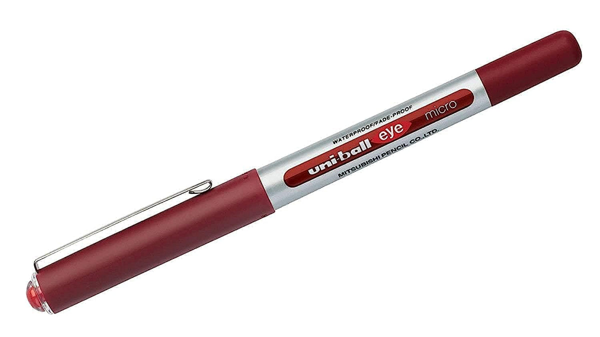 148021 0.2 mm Eye Micro Rollerball Pen - Red by Uni-Ball – 1 Count (Pack of 1), Metal, Red, Model F045042