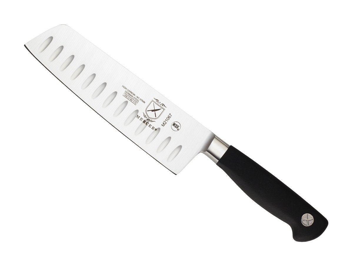Mercer Culinary 7" / Granton Edge Nakiri Vegatable Knife 7-inch / Black Utility Knives