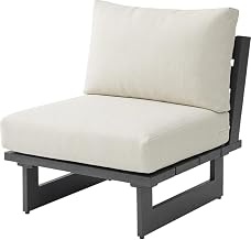 Cream Fabric Armless Patio Chair, Contemporary Style, Beige Upholstery, Lightweight Durable Frame, Perfect for Porch and Garden