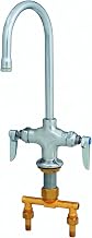 T&S Brass B-0300-CR Double Pantry Faucet, Single Hole Base, 4-Inch Spreader, Rigid Gooseneck, Stream Regulator