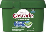 Cascade Complete Dishwasher Pods, ActionPacs Dishwasher Detergent, Fresh Scent, 63 Count