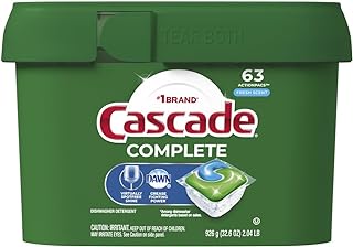 Cascade Complete Dishwasher Pods, ActionPacs Dishwasher Detergent, Fresh Scent, 63 Count
