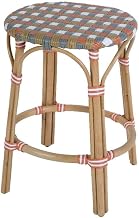 Ballito 24 in. Seat Height Oval Rattan Counter Stool - Orange and Brown