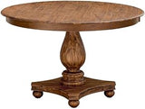 Furnifact Solid Wood Round Dining Table with Pedestal, Distressed-Finish Rustic Wooden Round Dining Room Table for 4, Sandblasting Antique Walnut
