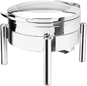 3979GS Jazz Swing Collection 4 Quart Induction Chafing Dish, Round, Hinged Glass Lid, Pillar'd Leg Style Stand