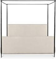 Viola Queen Canopy Bed, Bowed Canopy Frame, Hammered Iron, Polyester Upholstery, No Box Spring Needed, Beige