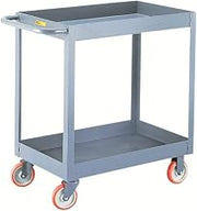 Little Giant DS2436X3-5PY Steel Deep Shelf Truck with 3" Lip and 5" Polyurethane Casters, 2 Shelves, Gray, 1200 lbs Load Capacity, 35" Height x 24" Width x 36" Length