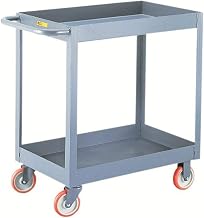 Little Giant DS2436X3-5PY Steel Deep Shelf Truck with 3" Lip and 5" Polyurethane Casters, 2 Shelves, Gray, 1200 lbs Load Capacity, 35" Height x 24" Width x 36" Length