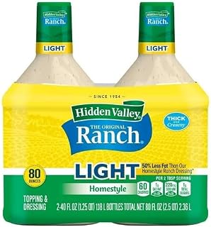 Hidden Valley The Original Ranch Light Homestyle Dressing & Topping, Thick and Creamy, 2 Pack, 40 fl oz Each 50% Less Fat