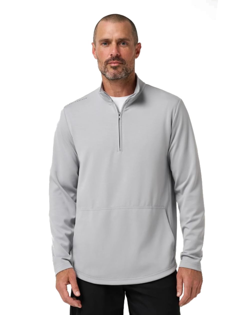 Mens Fibercloud 1/4 Zip Light Grey Small by TravisMathew – Small, Polyester Blend, Light Grey, Model A46145_0LGR_