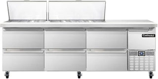 CRA93-30M-D Mighty Top Refrigerated Base Sandwich Unit, 93" W, With 30 Pan Openings & Drawers