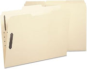 SMEAD Poly Fastener Folder, 2 Fasteners, 1/3-Cut Tab, Letter Size, Manila, Plastic Folders with Fasteners, 48 Count (10545)