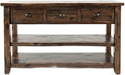 Starlight Canyon Home Solid Wood Sofa Table with Distressed-Finish and Drawers, Farmhouse Console for Entryway, Behind Couch Table, Dakota Oak