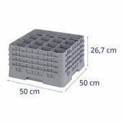 (16S900151) 16 Compartment Stemware & Tumbler Glass Rack - Camrack by Cambro – 9-3/8-Inch, Plastic, Soft Gray, Pack of 2