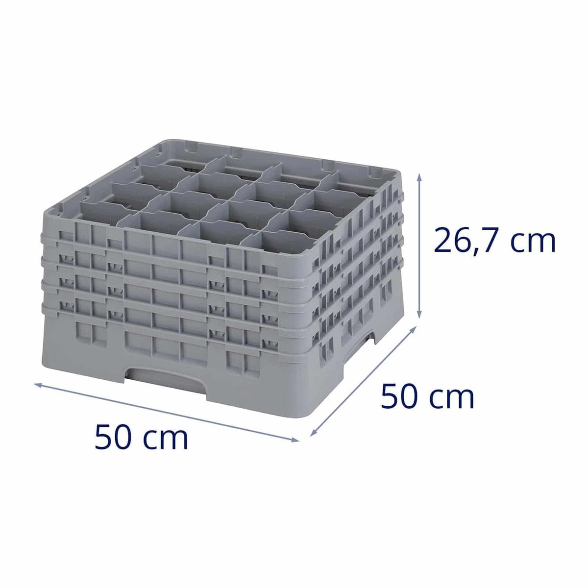 (16S900151) 16 Compartment Stemware & Tumbler Glass Rack - Camrack by Cambro – 9-3/8-Inch, Plastic, Soft Gray, Pack of 2