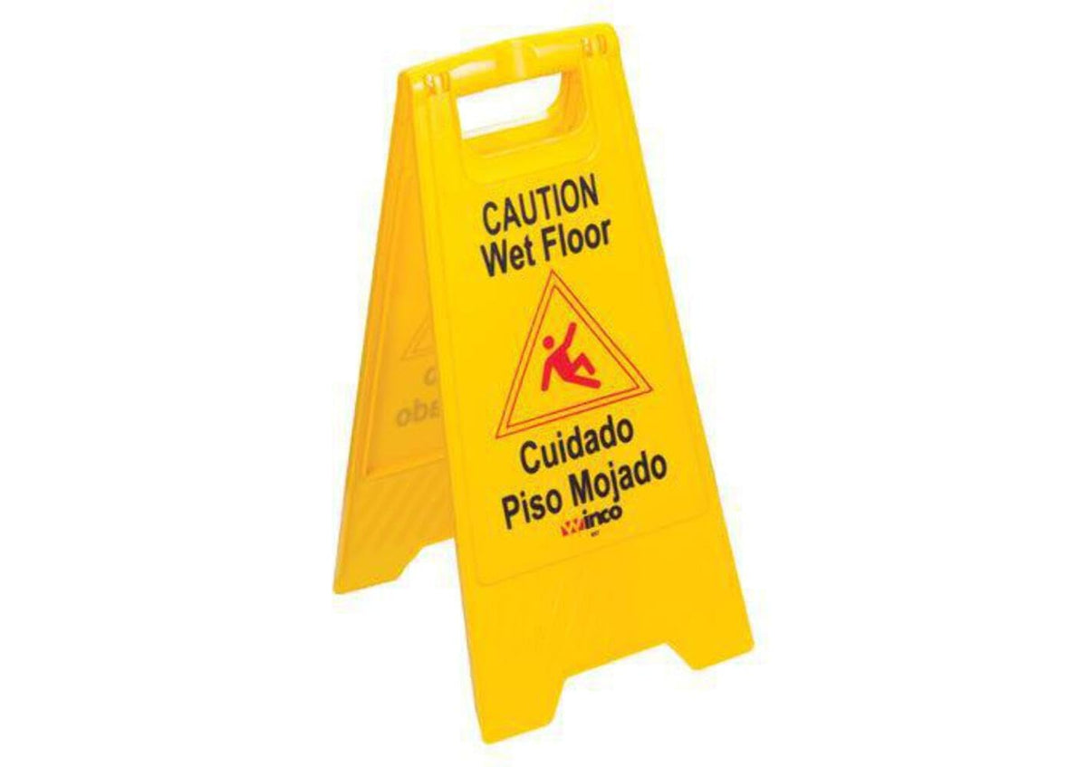 Caution Sign by Winco – Medium, Plastic, Yellow, Model WCS-25
