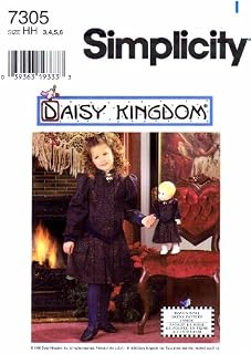 Simplicity 7305 Sewing Pattern Daisy Kingdom Girls & Doll Dres Size 3-4 - 5-6