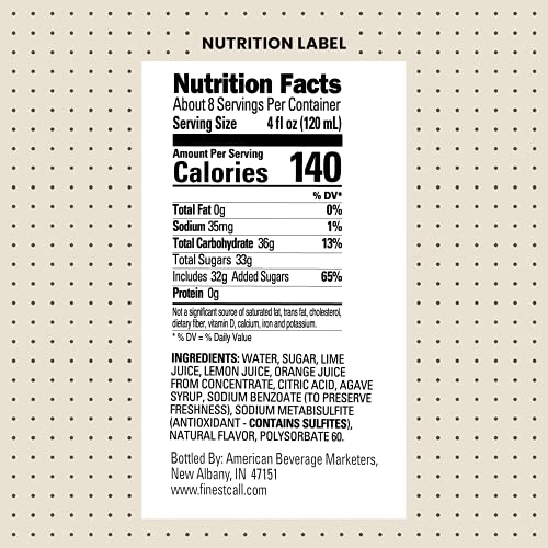 Premium Juice Citrus Sour Drink Mix by Finest Call – 33.8 Fl Oz (Pack of 2), Pack of 2