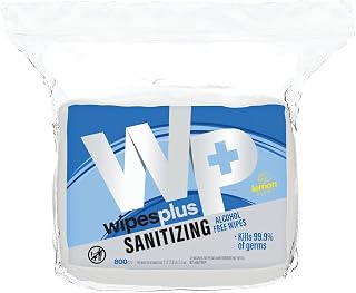 WIPESPLUS Hand Sanitizing Wipes Refill Bag Alcohol-Free Wipe for Restaurant and Retail, 3200 Count, (4 Packs of 800 Sheets)