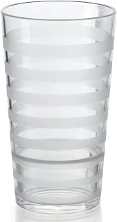 G.E.T. SW-1520-CL Orbis Shatterproof Opaque Striped Plastic Tumbler, 20 Ounce, Clear (Set of 12)