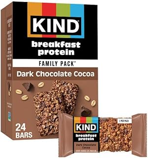 KIND Breakfast Protein Bars, Dark Chocolate Cocoa, 8g Protein, 12 ct