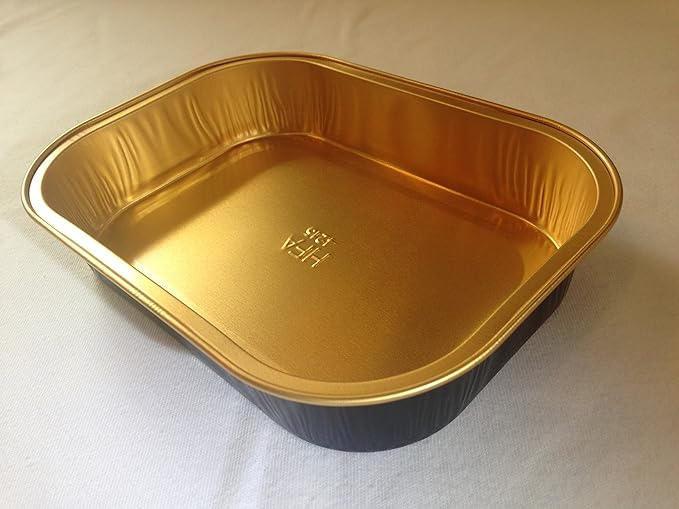 Handi Foil Gourmet To Go Small Oblong Black-Gold with Clear Lid (PACK OF 100) by HFA – Small, 16.0 fluid_ounces, crystal, black, Pack of 100