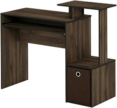 Walnut Dark Brown Versatile Desk with Bin, Stylish, Durable Workspace for Study and Work