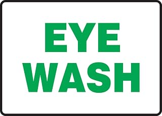 Accuform MFSD421VA Aluminum Safety Sign, Legend "Eye WASH", 7" Length x 10" Width, Green on White