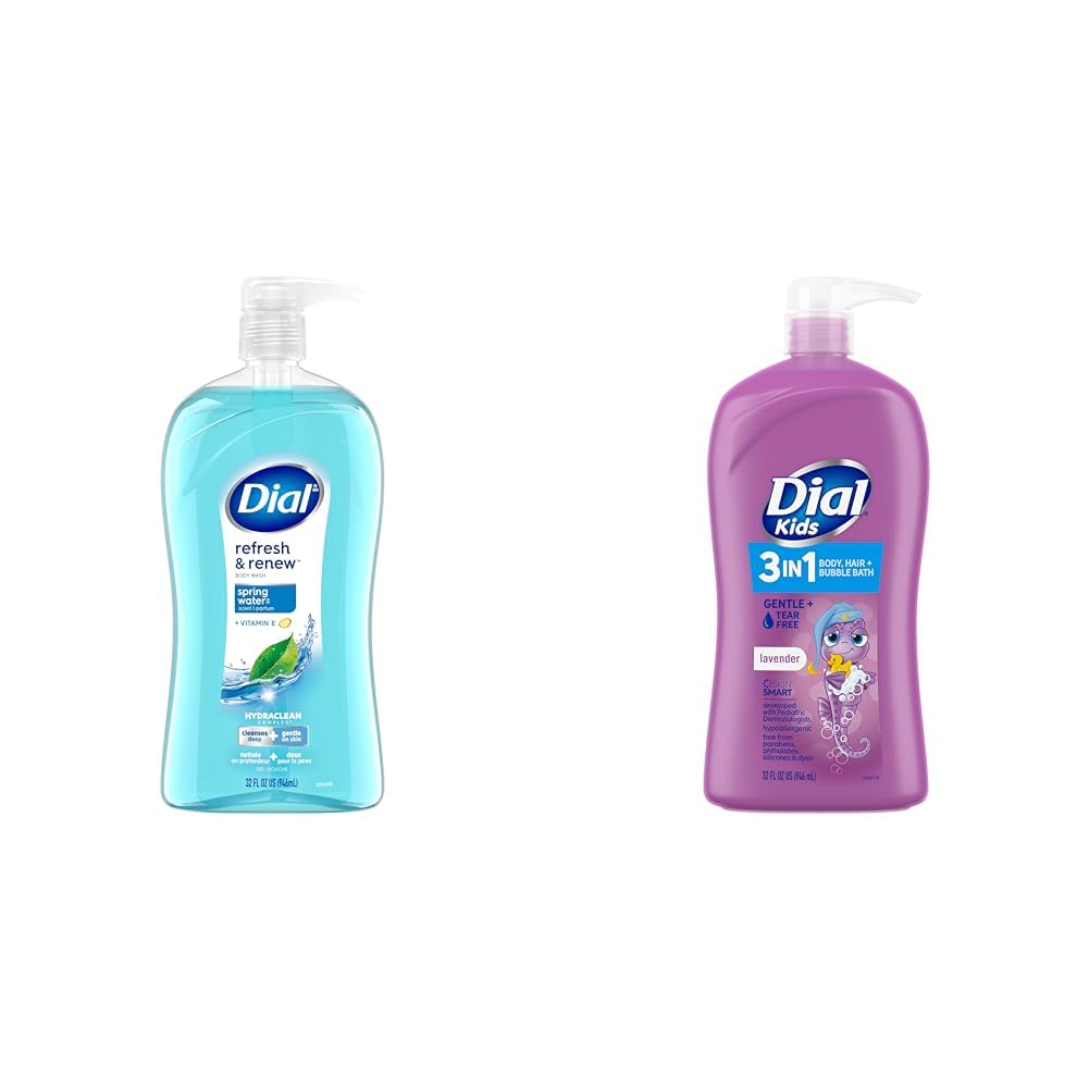 Body Wash 32 oz & Kids 3-in-1 Bath 32 oz Bundle by Dial – Pack of 2