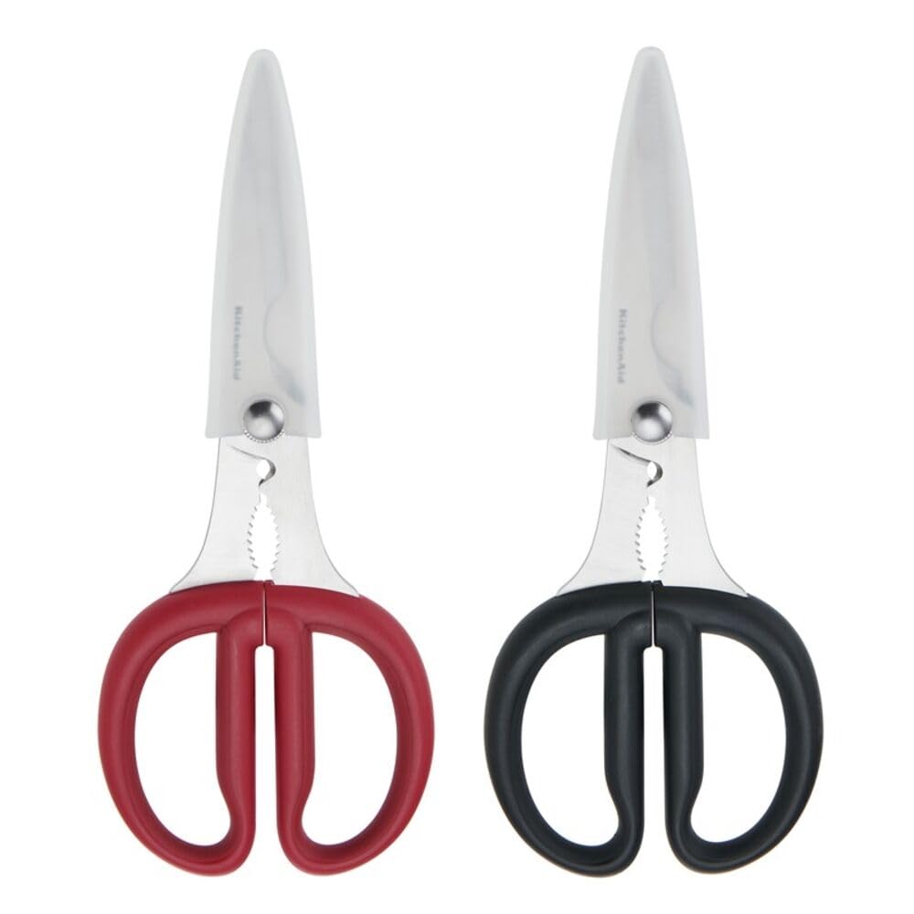 2-Piece Multipurpose Shear Set by KitchenAid – 2 Pack, Stainless Steel, Black, Model KE2PMSAOHASA