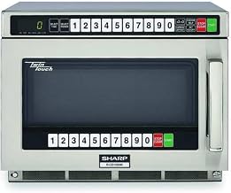 Sharp R-CD1200M Commercial Microwave Oven, Heavy-Duty TwinTouch, Dual TouchPads, 1200W, 0.75 Cu. Ft. Stainless Steel, 10 Memory Programs, 4-Stage Cooking, Auto Voltage Sensor
