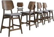 Starlight Canyon Home Solid Wood Fabric-Upholstered Counter Chair Set of 6, Counter Height Bar Stools with Back for Kitchen Island, Dark Gray