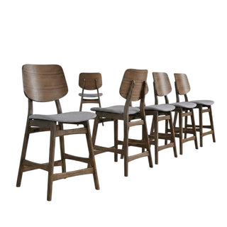 Solid Wood Fabric-Upholstered Counter Chair Set of by Starlight Canyon Home – Solid + Manufactured Wood, Foam, Fabric (Polyester), Grey, Pack of 6