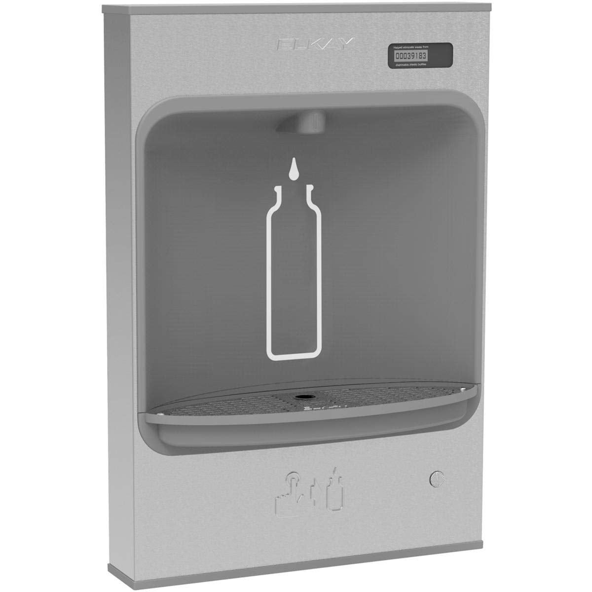 Surface Mount Mechanical EZH2O Bottle Filling Station by Elkay – Large, 20 ounces, Stainless Steel and ABS Polycarbonate, Model EMASMB