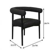 Boucle-Upholstered Dining Chair with Ash Wood Legs by Starlight Canyon Home – 25.4 x 22.2 x 28.4 inches, Boucle,Wood, Black