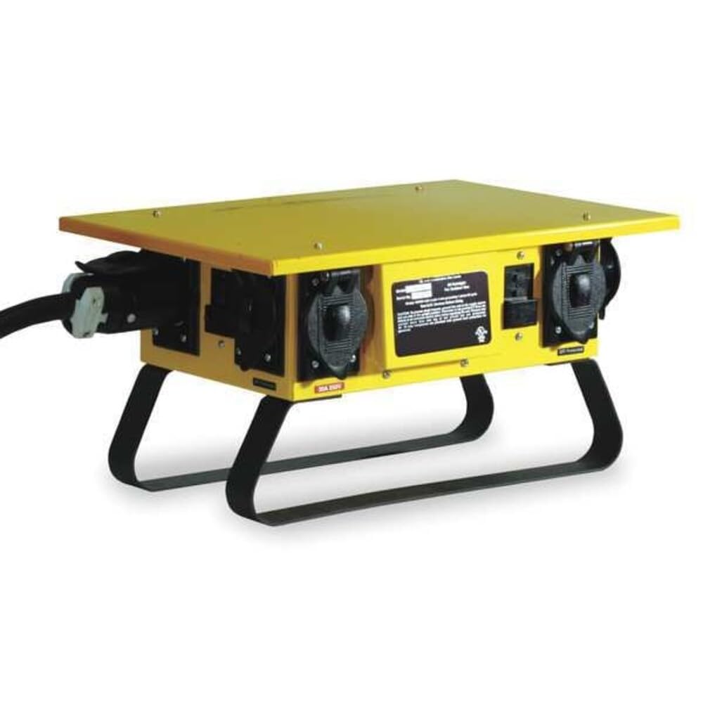Temporary Power Distribution Box Wiring Device Temporary Power Distribution Box by Hubbell – Yellow, Model 09383