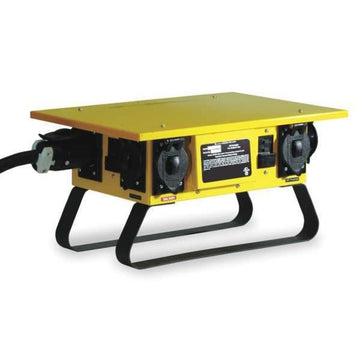 Temporary Power Distribution Box Wiring Device Temporary Power Distribution Box by Hubbell – Yellow, Model 09383