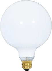 Satco S3000 120V Medium Base 25-Watt G40 Light Bulb, Gloss White