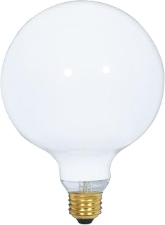 Satco S3000 120V Medium Base 25-Watt G40 Light Bulb, Gloss White
