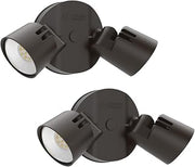 Lithonia Lighting HomeGuard 2-Light LED Outdoor Flood Lights, Wall or Ceiling Mount Outdoor Lights, 4000K Cool White, Round Heads, Dark Bronze, 2-Pack (HGX LED 2RH 40K 120 DDB CP2 M2)