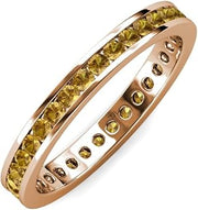 Round Citrine Channel Set Womens Eternity Ring Stackable 14K Rose Gold