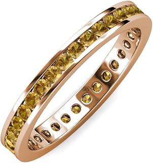 Round Citrine Channel Set Womens Eternity Ring Stackable 14K Rose Gold