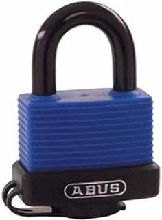 ABUS Padlock Aqua Safe 70IB/45 - Weatherproof, Stainless Shackle | Brass lock body with plastic coating, security level 5 - 49 mm wide, 8 mm shackle, auto-locking, ideal for outdoor gates