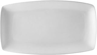CAC China COP-313 Oxford Porcelain Coupe Curved Rectangular Platter (Box of 12), 12" x 6-5/8" x 1-1/8", Super White