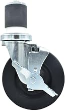 BK Resources 5" Hard Rubber 2" Expanding Stem Swivel Caster for Work Tables with Top Lock Brake, NSF, 300lb Capacity Per Wheel
