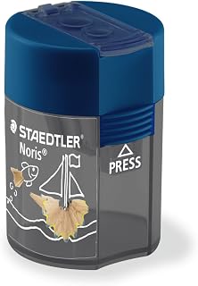 STAEDTLER 512 Double Sharpener, Two Pointed Holes for Different Pen Sizes, Single Product Noris Design, Shelf-Ready Packaging, 10 Sharpeners, 512 003