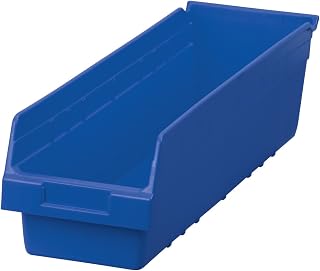 Akro-Mils 30094 Plastic Nesting ShelfMax Storage Bin Box, (24-Inch x 6-Inch x 6-Inch), Blue, (10-Pack)