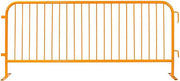 Global Industrial Steel Crowd Control Barrier, 8-1/2'L x 43"H, Flat Feet, Powder Coat Yellow