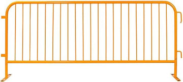 Global Industrial Steel Crowd Control Barrier, 8-1/2'L x 43"H, Flat Feet, Powder Coat Yellow